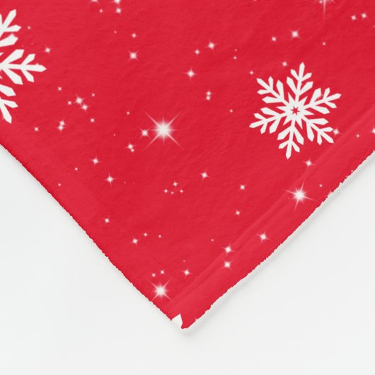 Moderne Red Christmas Stars Snowflakes Muster Fleecedecke (Ecke)
