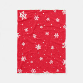 Moderne Red Christmas Stars Snowflakes Muster Fleecedecke