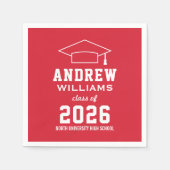 Moderne Red Custom 2025 Graduation Party Serviette (Vorderseite)
