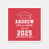 Moderne Red Custom 2025 Graduation Party Serviette (Vorderseite)