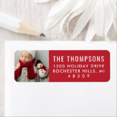 Moderne Red Custom Christmas Foto Rücksendeadresse (Insitu)