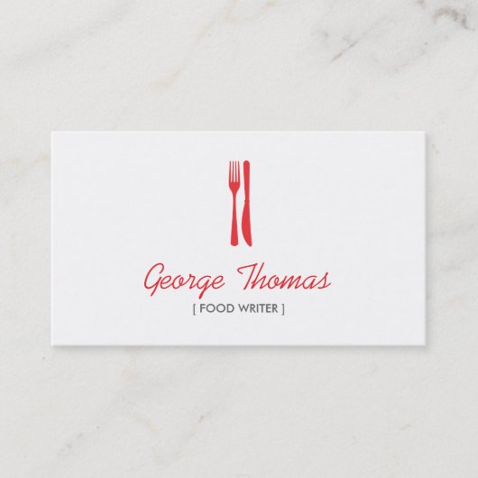 MODERNE RED FORK & KNIFE LOGO Business Card Visitenkarte (Vorderseite)