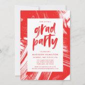 Moderne Red Foto Graduation Party für Pinselstrich Einladung (Rückseite)