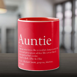 Moderne Red Fun World's Best Tante Tante Auntie De Zweifarbige Tasse