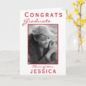 Moderne Red Glückwunschs Graduate Abschluss Foto C Karte (Gelbe Blume)