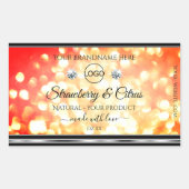 Moderne Red Gold Glitzer Product Labels Jewels Log Rechteckiger Aufkleber (Vorderseite)