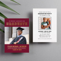 Moderne Red Gold Graduate Foto Graduate Party