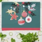 Moderne Red Gold & Silver Ornamente Aquamarin Geschirrtuch (Gefaltet)