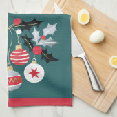 Moderne Red Gold & Silver Ornamente Aquamarin Geschirrtuch (Viertel Falte)