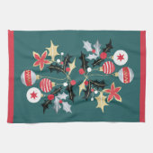 Moderne Red Gold & Silver Ornamente Aquamarin Geschirrtuch (Horizontal)