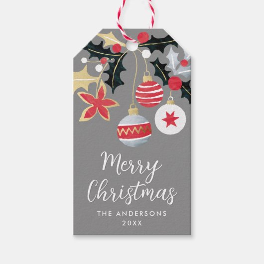 Moderne Red Gold & Silver Weihnachtsschmuck Geschenkanhänger (Vorderseite)