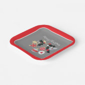 Moderne Red Gold & Silver Weihnachtsschmuck Grau Pappteller (Gewinkelt)