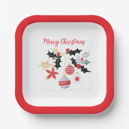 Moderne Red Gold & Silver Weihnachtsschmuck Pappteller