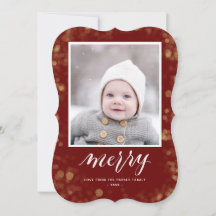 Moderne Red Gold Snowflakes Bokeh Minimalistisches