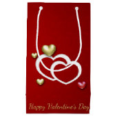 Moderne Red Gold Valentine Hearts Kleine Geschenktüte (Vorderseite)