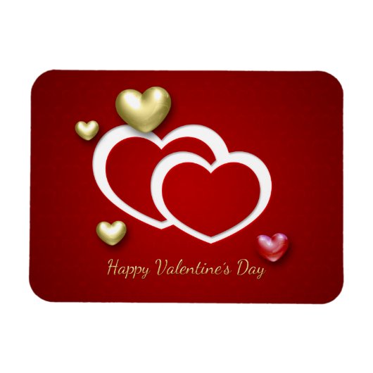 Moderne Red Gold Valentine Hearts Magnet (Horizontal)
