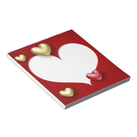 Moderne Red Gold Valentine Hearts Notizblock (angewinkelt)