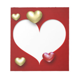 Moderne Red Gold Valentine Hearts Notizblock