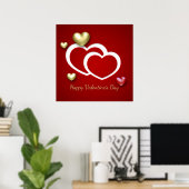 Moderne Red Gold Valentine Hearts Poster (Heimbüro)