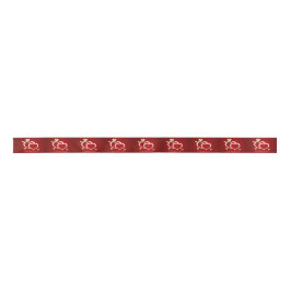Moderne Red Gold Valentine Hearts Satinband