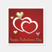 Moderne Red Gold Valentine Hearts Serviette (Vorderseite)