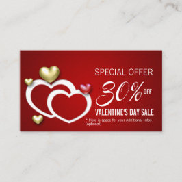 Moderne Red Gold Valentine Herzstücke Rabattkarte