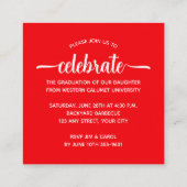 Moderne Red Graduation Party für Foto Begleitkarte (Rückseite)