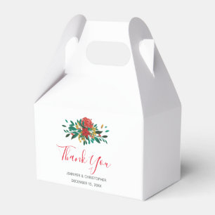 Moderne Red Green & Gold Weihnachtsblume Vielen Da Geschenkschachtel