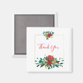 Moderne Red Green & Gold Weihnachtsblume Vielen Da Magnet (Vorderseite/Rückseite)