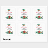 Moderne Red Green & Gold Weihnachtsküche Quadratischer Aufkleber (Blatt)