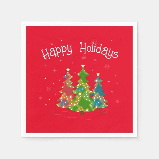 Moderne Red Happy Holidays, Aquamarin, Stars Napki Serviette (Vorderseite)