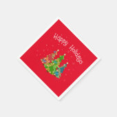 Moderne Red Happy Holidays, Aquamarin, Stars Napki Serviette (Ecke)