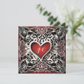 Moderne Red Heart Lace Liebe Feiertagskarte (Stehend Vorderseite)