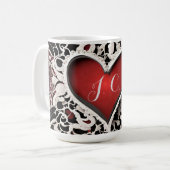 Moderne Red Heart Lace Liebe Kaffeetasse (Vorderseite Links)