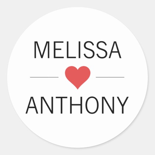 Moderne RED Heart White Wedding Monogram Siegel Runder Aufkleber (Vorderseite)