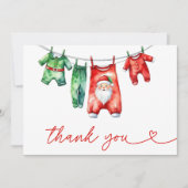 Moderne Red Holly Weihnachtsdusche Dankeskarte (Vorderseite)