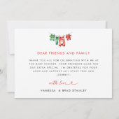 Moderne Red Holly Weihnachtsdusche Dankeskarte (Rückseite)