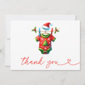 Moderne Red Holly Weihnachtsdusche Dankeskarte (Vorderseite)