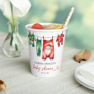 Moderne Red Holly Weihnachtsdusche Pappbecher