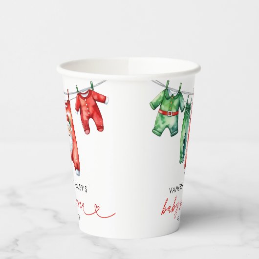 Moderne Red Holly Weihnachtsdusche Pappbecher (Links)