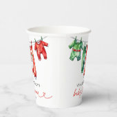 Moderne Red Holly Weihnachtsdusche Pappbecher (Rechts)
