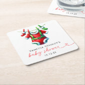 Moderne Red Holly Weihnachtsdusche Rechteckiger Pappuntersetzer (angewinkelt)