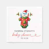 Moderne Red Holly Weihnachtsdusche Serviette (Vorderseite)