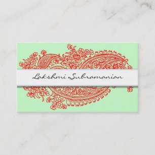 Moderne Red India Paisley Business Cards Visitenkarte