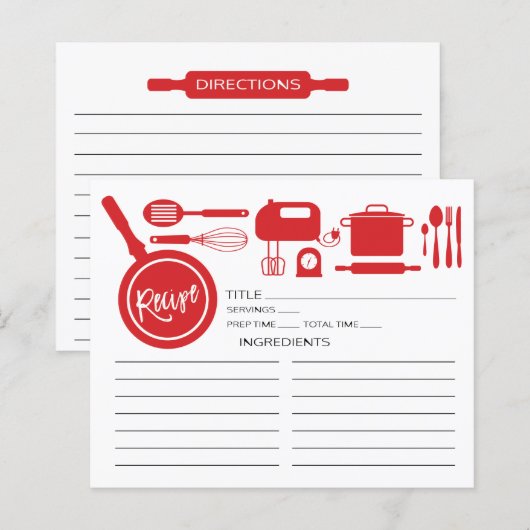 Moderne Red Kitchen Utensipe Karte (Vorne/Hinten)