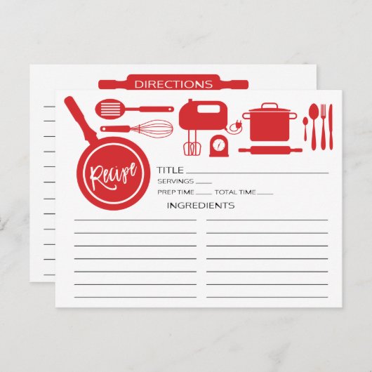 Moderne Red Kitchen Utensipe Karte (Vorne/Hinten)