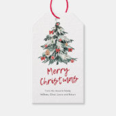 Moderne Red Merry Weihnachten Chic Holiday Tree Geschenkanhänger (Vorderseite)