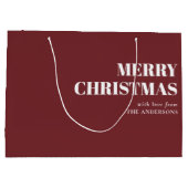 Moderne Red Minimal zeitgenössische frohe Weihnach Große Geschenktüte (Rückseite)