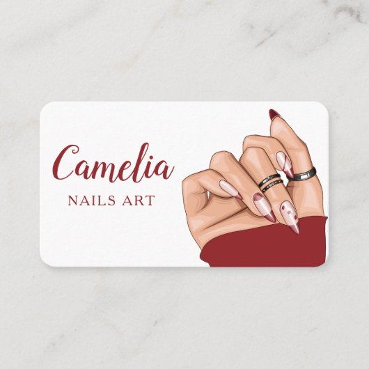 Moderne Red Nail Artist Salon Qr Code Business Car Visitenkarte (Vorderseite)