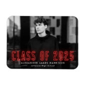 Moderne Red Neon Class 2025 Foto Abschluss Magnet (Horizontal)